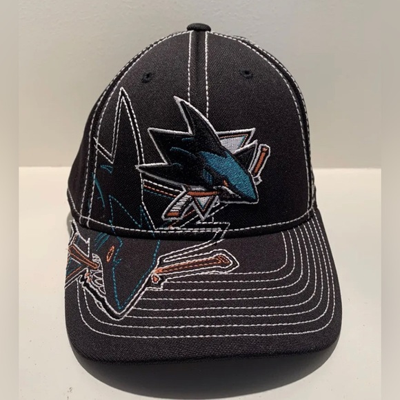 San Jose Sharks Fitted Cap, Men's  L / XL, Official Reebok NHL - Picture 1 of 8